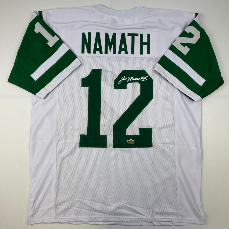 Facsimile Autographed Joe Namath New York White Reprint Laser Auto Football Jersey Size Men's XL