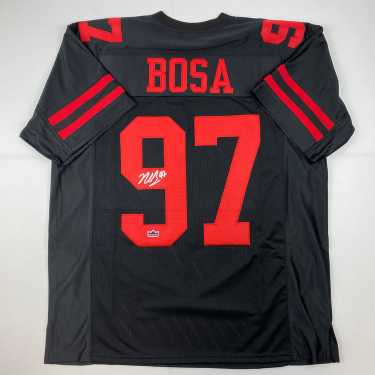 Facsimile Autographed Nick Bosa San Francisco Black Reprint Laser Auto Football Jersey Size Men's XL