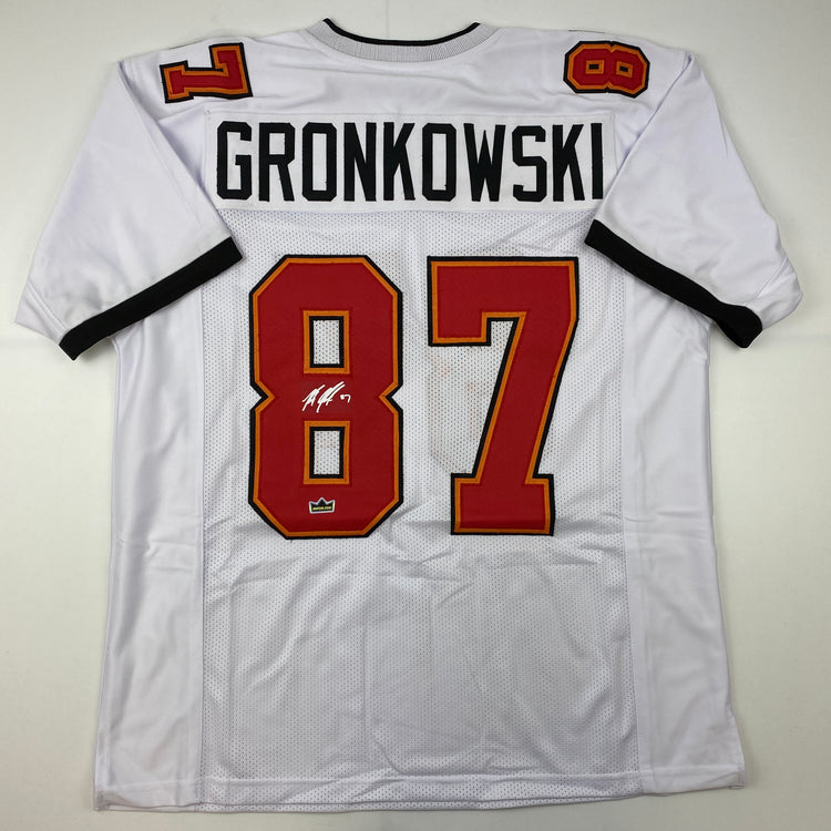 Facsimile Autographed Rob Gronk Gronkowski Tampa Bay White Reprint Laser Auto Football Jersey Size Men's XL