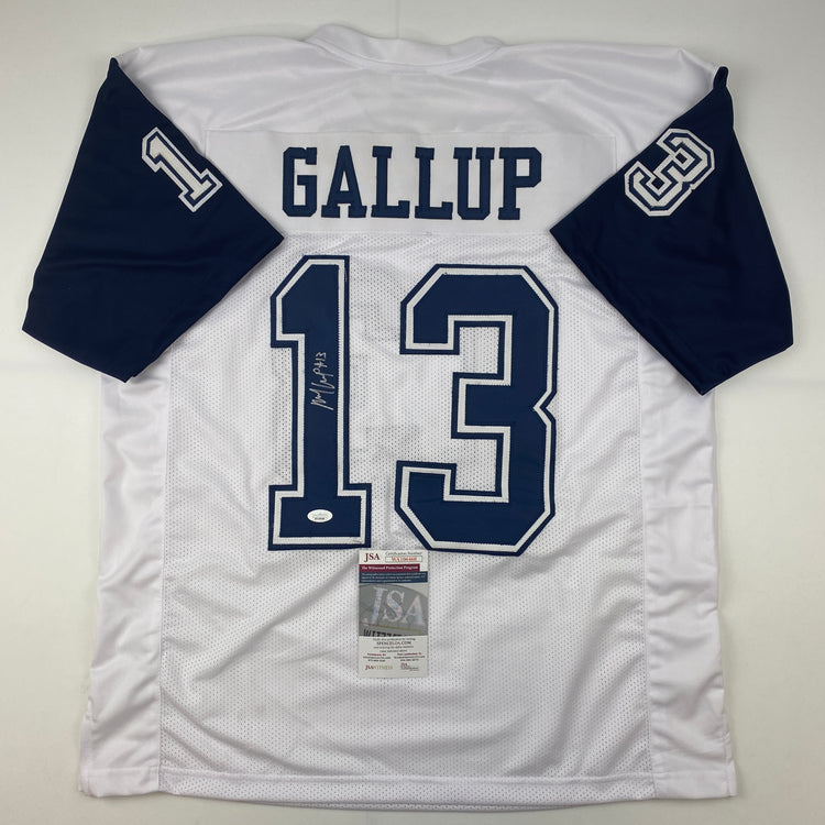Autographed/Signed Michael Gallup Dallas Color Rush White Football Jersey JSA COA