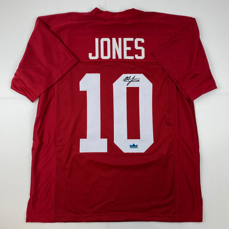Facsimile Autographed Mac Jones Alabama Red Reprint Laser Auto College Football Jersey Size Men's XL