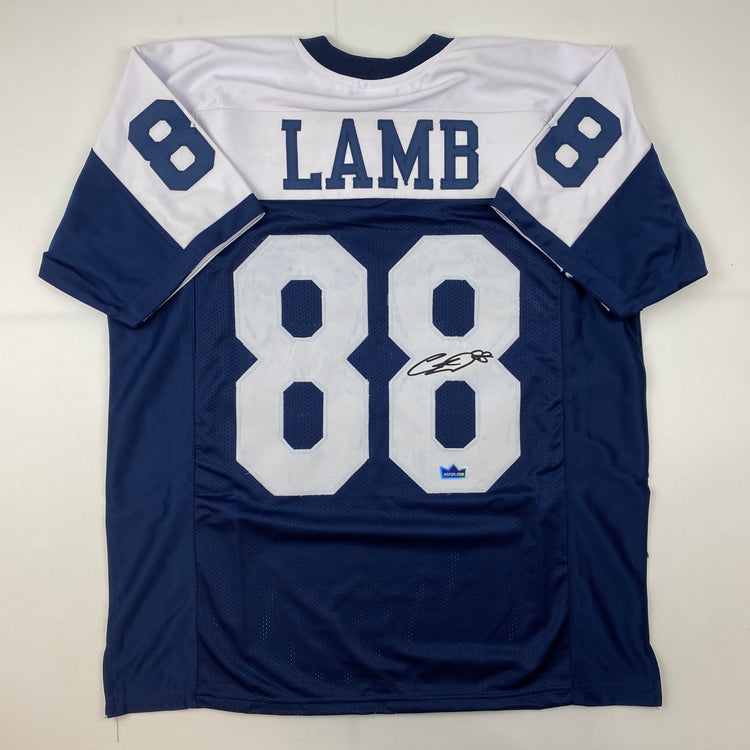 Facsimile Autographed CeeDee Lamb Dallas Thanksgiving Day Reprint Laser Auto Football Jersey Size Men's XL