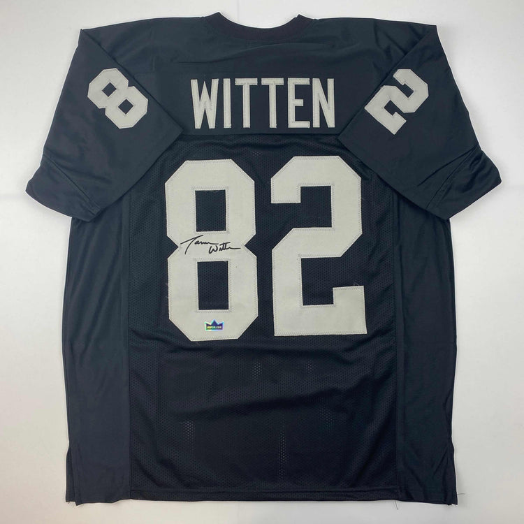 Facsimile Autographed Jason Witten Oakland Las Vegas Black Reprint Laser Auto Football Jersey Size Men's XL