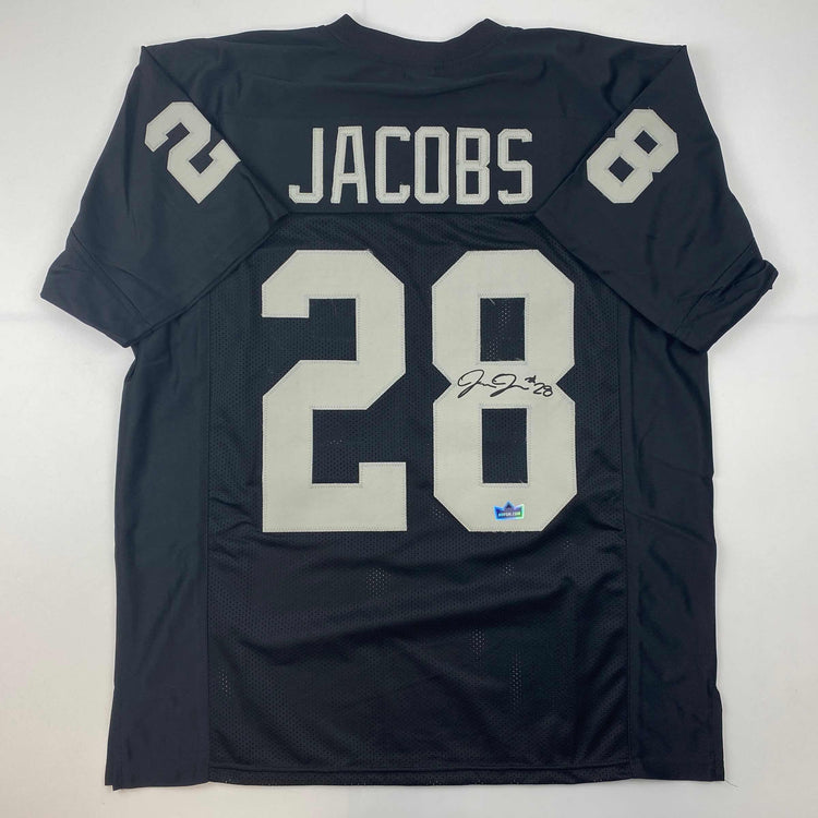 Facsimile Autographed Josh Jacobs Oakland Las Vegas Black Reprint Laser Auto Football Jersey Size Men's XL