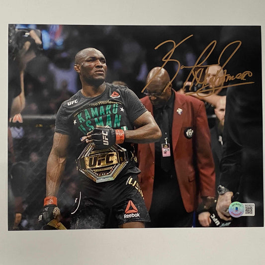 Autographed/Signed Kamaru Usman MMA Ultimate Fighting 8x10 Photo Beckett BAS COA