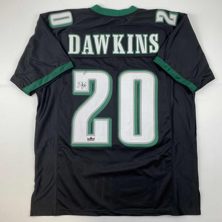 Facsimile Autographed Brian Dawkins Philadelphia Black Reprint Laser Auto Football Jersey Size Men's XL
