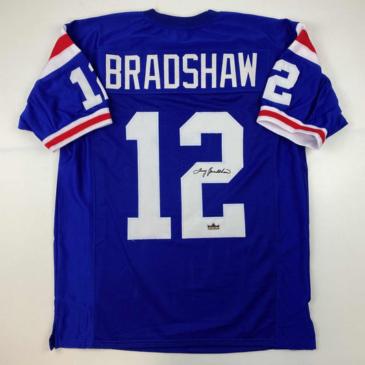 Facsimile Autographed Terry Bradshaw Louisiana Tech Blue Reprint Laser Auto College Football Jersey Size Men's XL