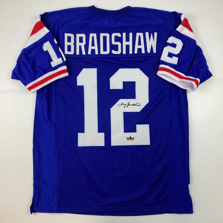 Facsimile Autographed Terry Bradshaw Louisiana Tech Blue Reprint Laser Auto College Football Jersey Size Men's XL
