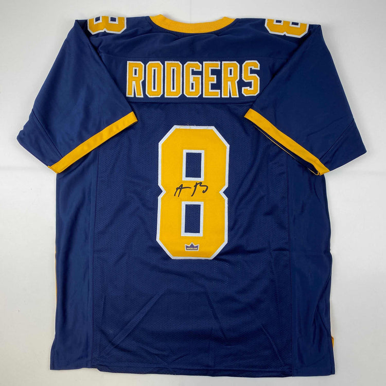 Facsimile Autographed Aaron Rodgers Cal California Blue Reprint Laser Auto College Football Jersey Size Men's XL