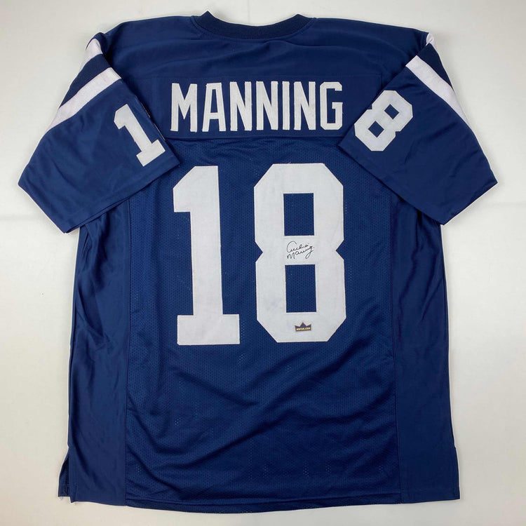 Facsimile Autographed Archie Manning Ole Miss Blue Reprint Laser Auto College Football Jersey Size Men's XL