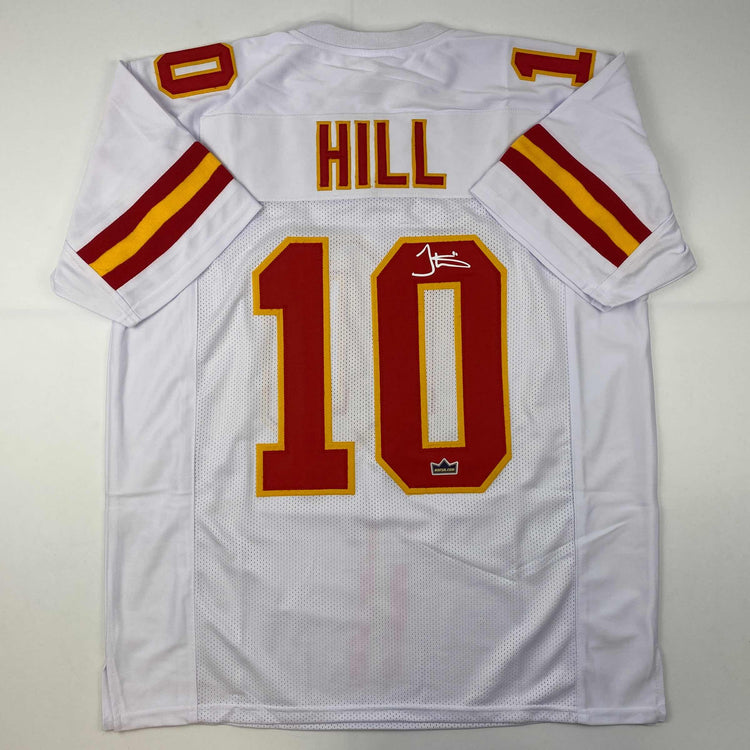 Facsimile Autographed Tyreek Hill Kansas City White Reprint Laser Auto Football Jersey Size Men's XL