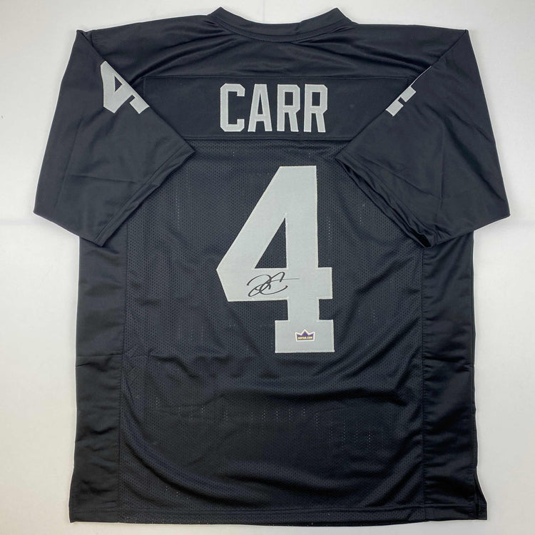 Facsimile Autographed Derek Carr Oakland Las Vegas Black Reprint Laser Auto Football Jersey Size Men's XL