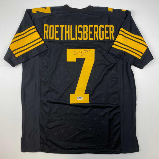 Facsimile Autographed Ben Roethlisberger Pittsburgh Color Rush Reprint Laser Auto Football Jersey Size Men's XL