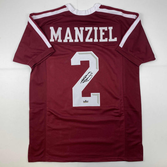 Facsimile Autographed Johnny Manziel Texas A&M Maroon Reprint Laser Auto College Football Jersey Size Men's XL