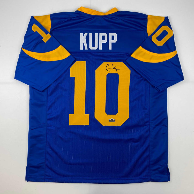 Facsimile Autographed Cooper Kupp Los Angeles LA Royal Blue Retro Reprint Laser Auto Football Jersey Size Men's XL