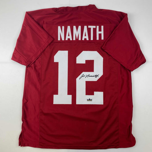 Facsimile Autographed Joe Namath Alabama Red Reprint Laser Auto College Football Jersey Size Men's XL