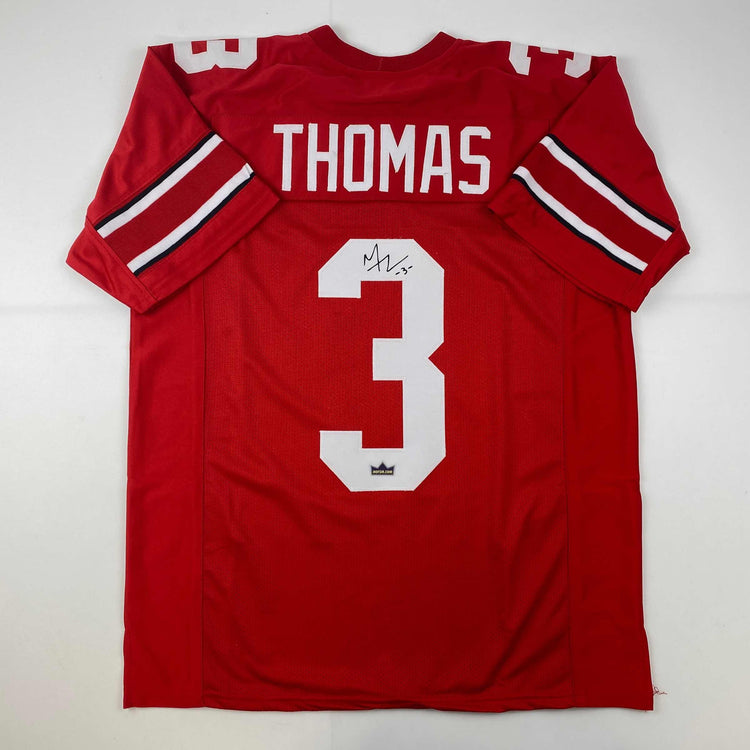 Facsimile Autographed Michael Thomas Ohio State Red Reprint Laser Auto College Football Jersey Size Men's XL