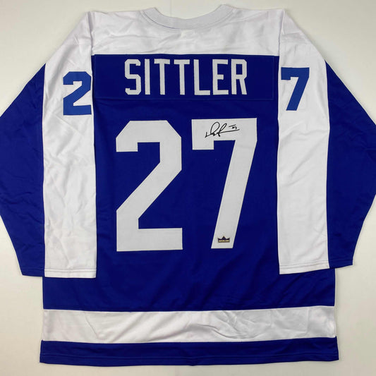 Facsimile Autographed Darryl Sittler Toronto Blue Reprint Laser Auto Hockey Jersey Size Men's XL