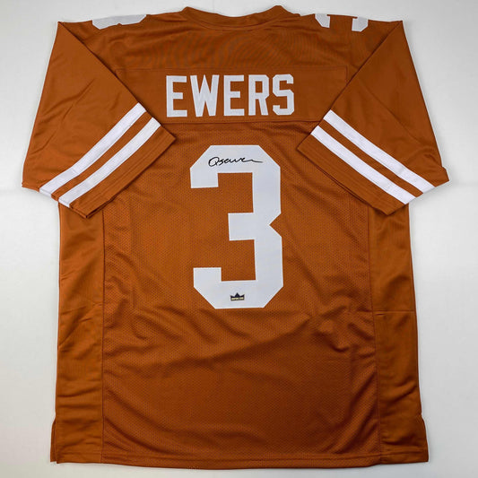 Facsimile Autographed Quinn Ewers Texas Orange Reprint Laser Auto College Football Jersey Size Men's XL