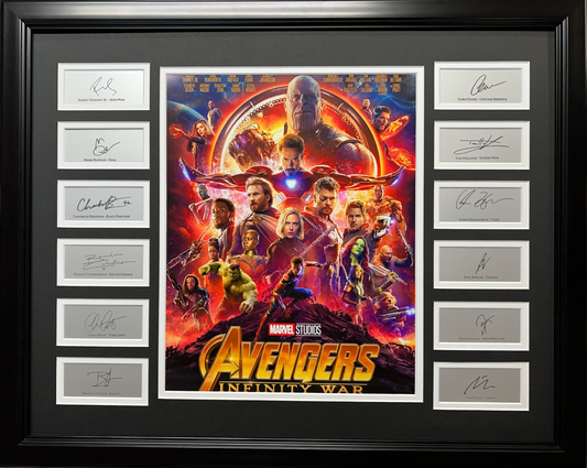 Framed Marvel Avengers Infinity War Laser Engraved Facsimile Autographs Photo 20x25 Professionally Matted