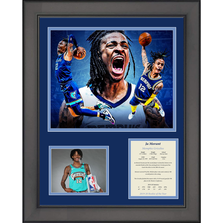 Framed Ja Morant 2019-20 Rookie of the Year Memphis Grizzlies Basketball 11"x14" Three Photo Collage