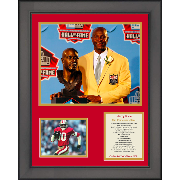 Framed Jerry Rice Hall of Fame San Francisco 49ers Football 11"x14" Three Photo Collage