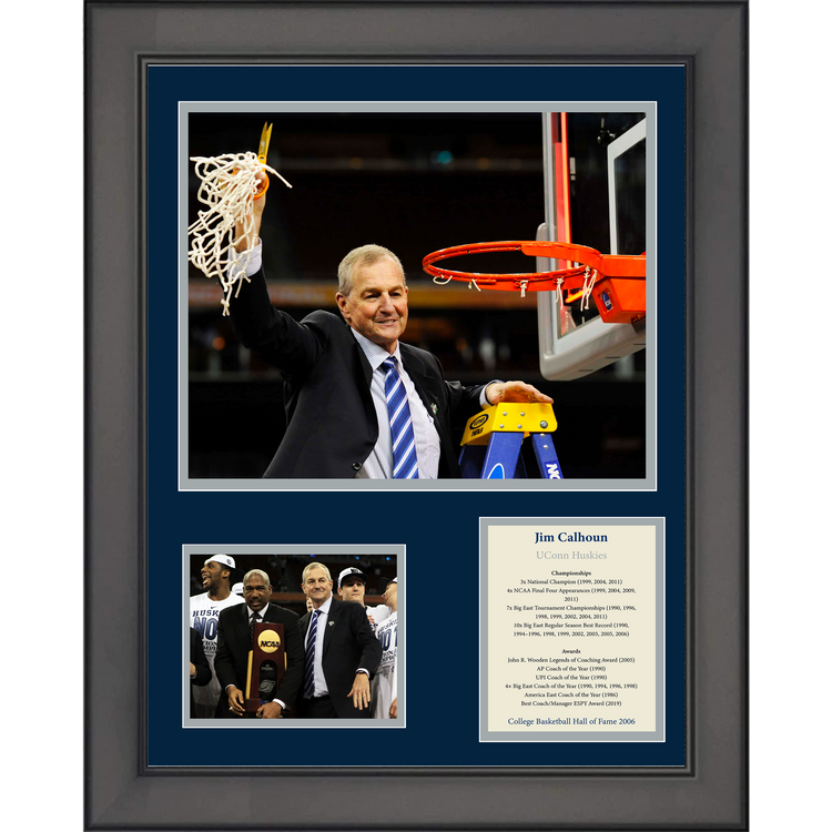 Framed Jim Calhoun Hall of Fame UConn Huskies NCAA Basketball 11"x14" Three Photo Collage