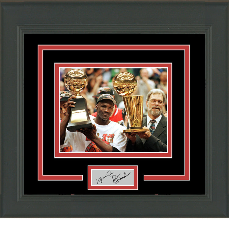 Framed Michael Jordan and Phil Jackson Facsimile Laser Engraved Signature Auto Chicago Bulls 11x14 Basketball Photo