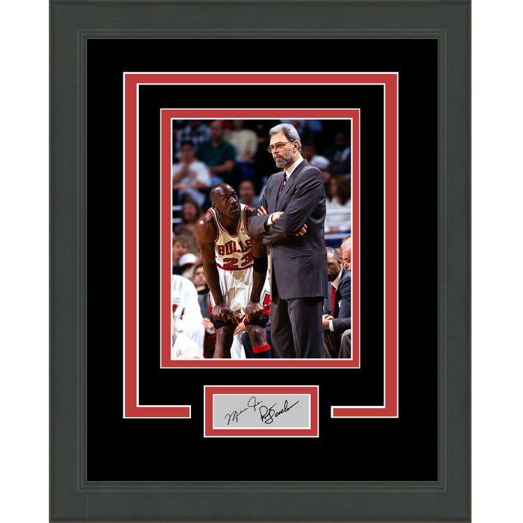 Framed Michael Jordan and Phil Jackson Facsimile Laser Engraved Signature Auto Chicago Bulls 11x14 Basketball Photo