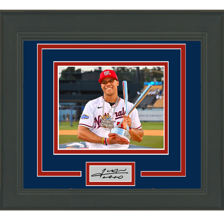 Framed Juan Soto 2022 Home Run Derby Facsimile Laser Engraved Signature Auto Washington Nationals 11x14 Baseball Photo