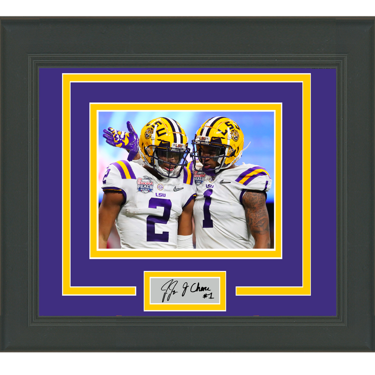 Framed Justin Jefferson Ja'Marr Chase Dual Facsimile Laser Engraved Signature Auto LSU Tigers 11x14 College Football Photo