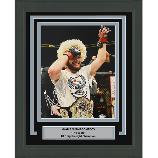 Framed Autographed/Signed Khabib Nurmagomedov UFC MMA Ultimate Fighting 11x14 Photo PSA/DNA COA