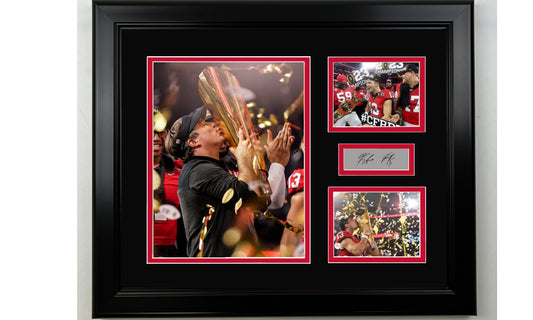 Framed Georgia Bulldogs 2022 National Championship Kirby Smart and Stetson Bennett Facsimile Laser Engraved Signature College Football 14x11 3 Photo Collage