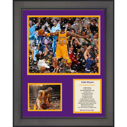 Framed Kobe Bryant Hall of Fame Los Angeles Lakers Basketball 11"x14" Three Photo Collage