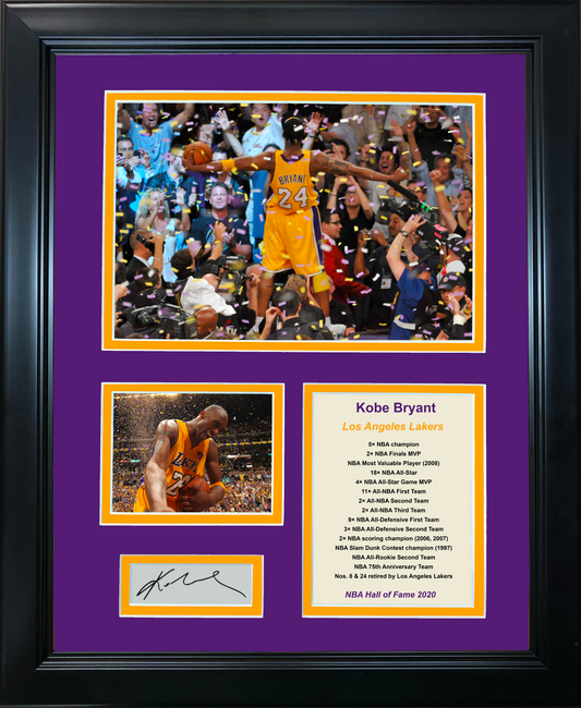 Framed Kobe Bryant Hall of Fame Facsimile Laser Engraved Signature Auto Los Angeles Lakers Basketball 11"x14" Photo Sig Collage