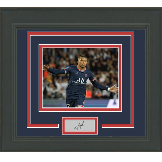 Framed Kylian Mbappe Facsimile Laser Engraved Signature Auto PSG 11x14 Soccer Futbol Photo