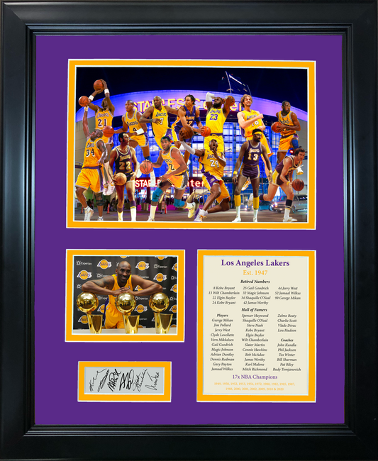 Framed Los Angeles Lakers All-Time Greats Facsimile Laser Engraved Signature Auto 11"x14" Basketball Photo Sig Collage