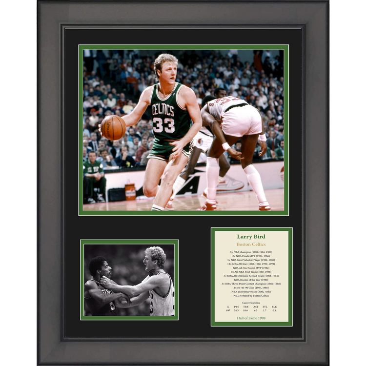 Framed Larry Bird Hall of Fame Boston Celtics Basketball 11"x14" Three Photo Collage