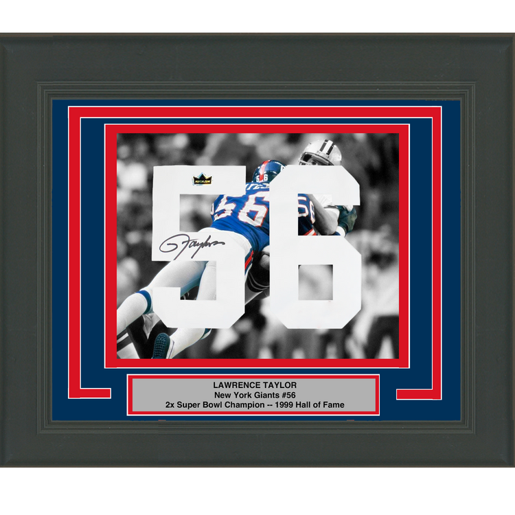 Framed Lawrence Taylor Facsimile Autographed Jersey Number 23x21 New York Giants Reprint Laser Auto Football Photo