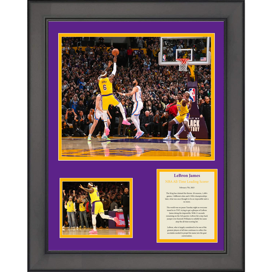 Framed LeBron James NBA All-Time Leading Scorer Los Angeles Lakers Basketball 11"x14" Three Photo Collage