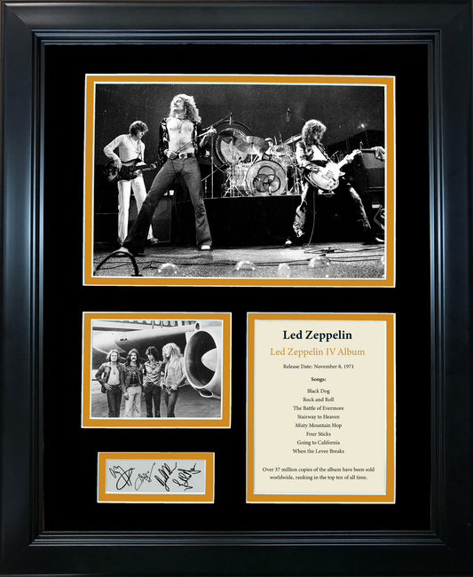 Framed Led Zeppelin IV Album Facsimile Laser Engraved Signature Auto 11"x14" Music Photo Sig Collage