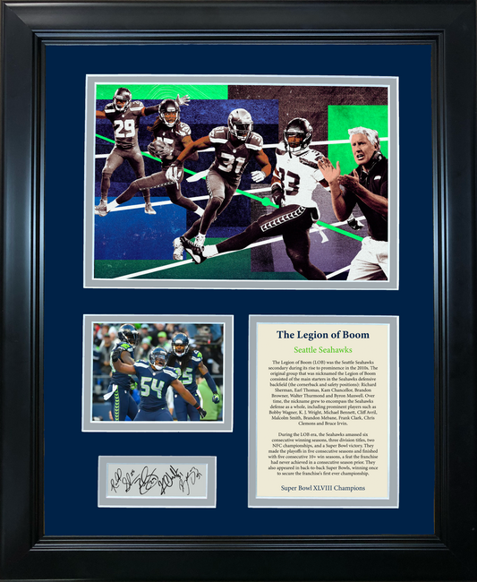 Framed Seattle Seahawks Legion of Boom Facsimile Laser Engraved Signature Auto 11"x14"Football Photo Sig Collage