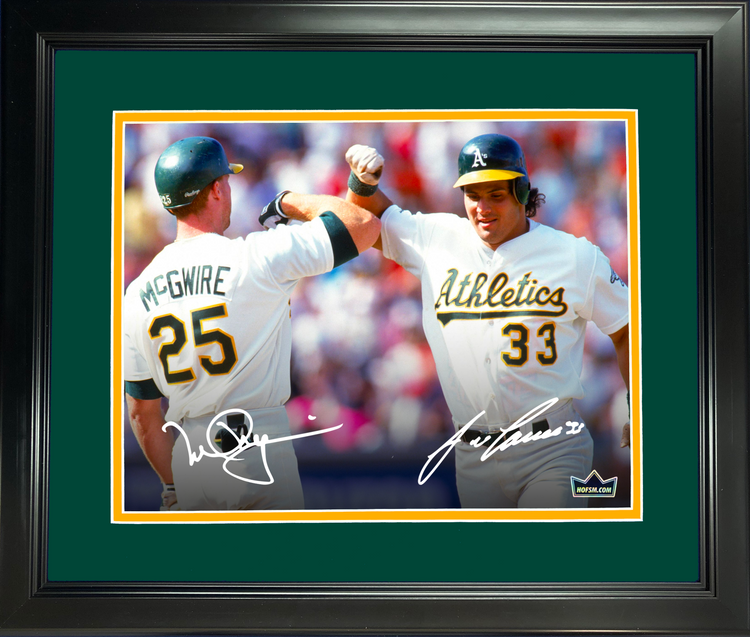 Framed Mark McGwire Jose Canseco  Bash Brothers  Dual Facsimile Laser Engraved Signature Auto Oakland Athletics 11"x14" Baseball Photo HOFSM Holo
