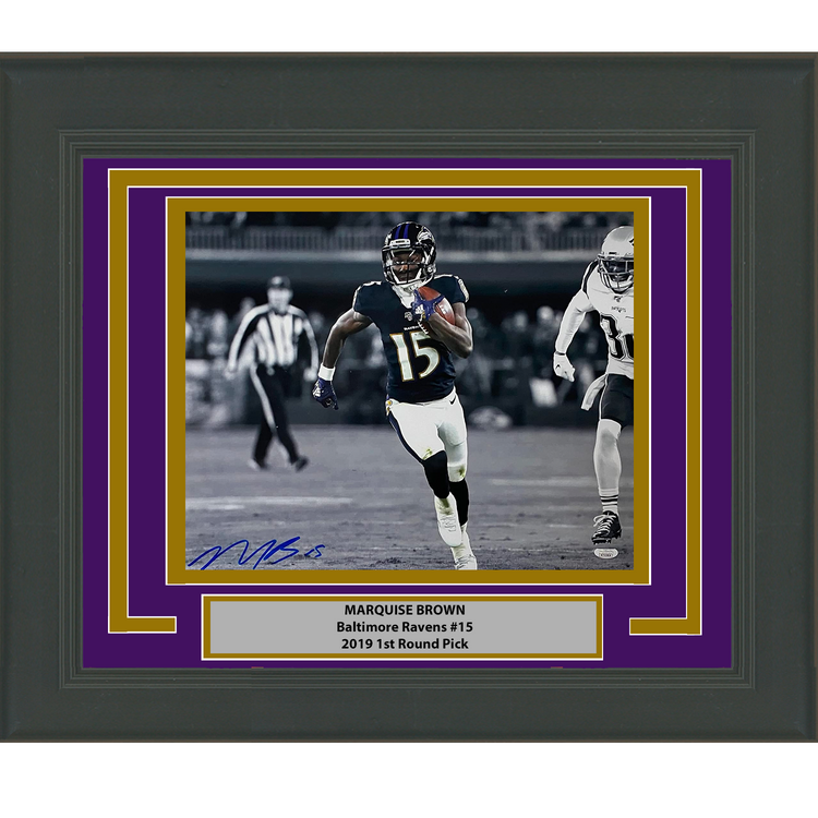 Framed Autographed/Signed Marquise Brown Baltimore Ravens 16x20 Football Photo JSA COA #5