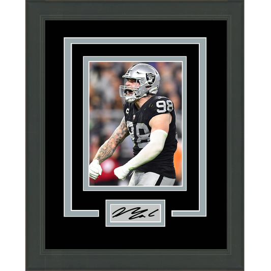 Framed Maxx Crosby Facsimile Laser Engraved Signature Auto Las Vegas Raiders 11x14 Football Photo
