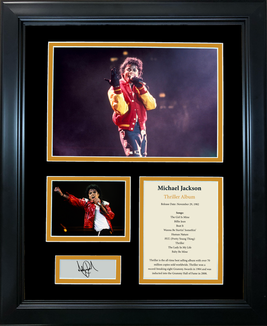 Framed Michael Jackson Thriller Album Facsimile Laser Engraved Signature Auto 11"x14" Music Photo Sig Collage