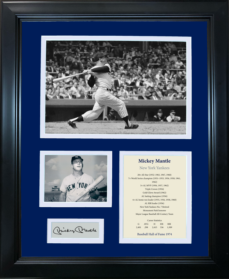 Framed Mickey Mantle Hall of Fame Facsimile Laser Engraved Signature Auto New York Yankees Baseball 11"x14" Photo Sig Collage
