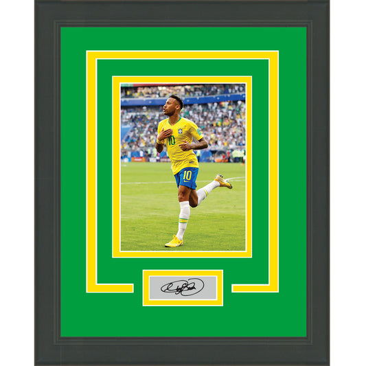 Framed Neymar Jr Facsimile Laser Engraved Signature Auto Brazil 11x14 Soccer Futbol Photo
