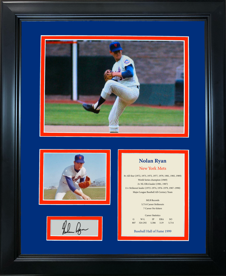 Framed Nolan Ryan Hall of Fame Facsimile Laser Engraved Signature Auto New York Mets Baseball 11"x14" Photo Sig Collage