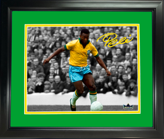 Framed Pele Brazil World Cup Champions Facsimile Laser Engraved Signature Auto 11"x14" Soccer Photo HOFSM Holo